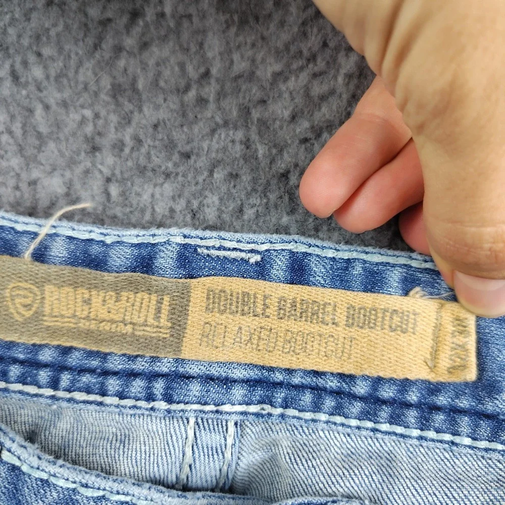 Rock and Roll Denim Double Barrel Relaxed Bootcut Jeans Mens 32x38 Western Rodeo
